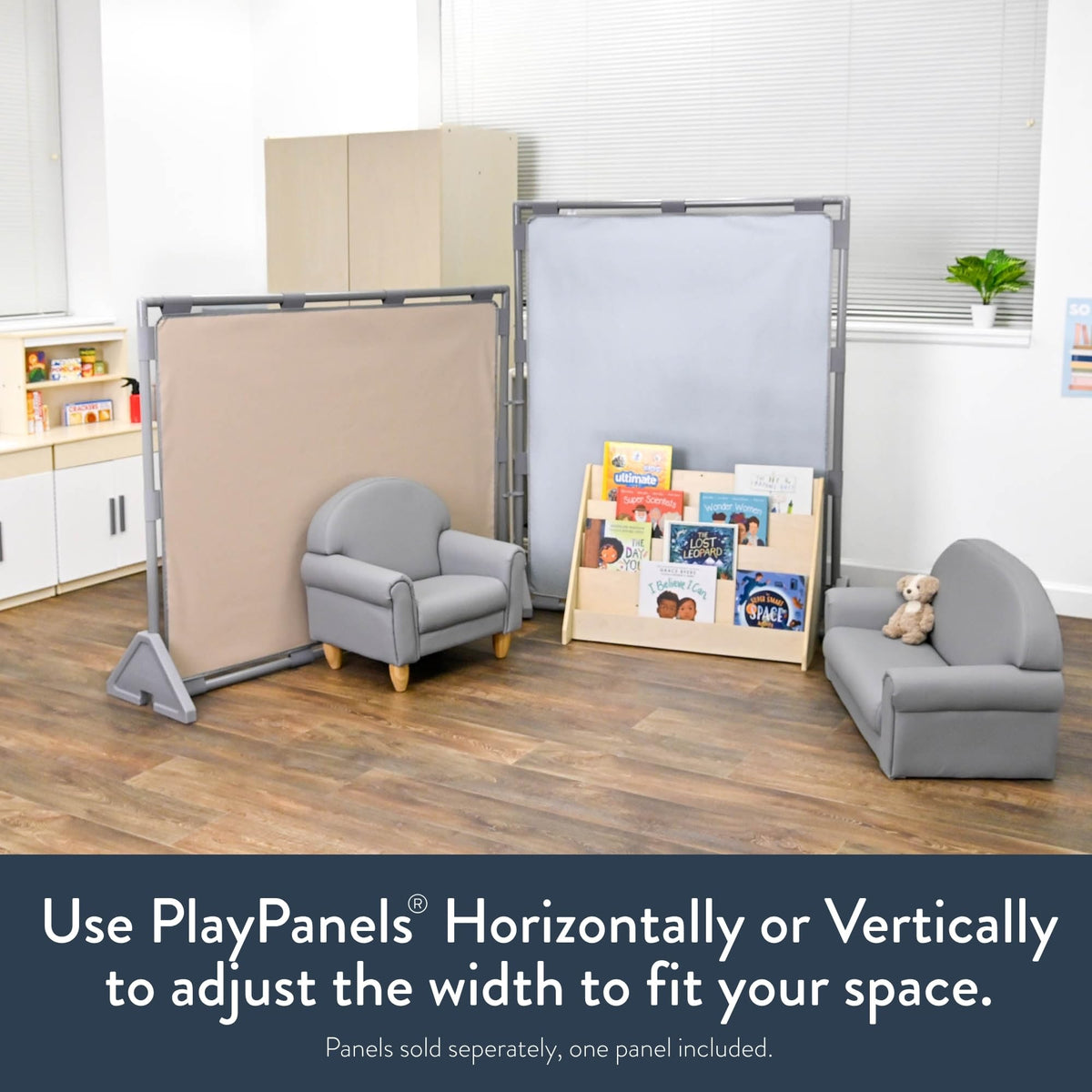 Children's Factory Big Screen PlayPanel, Kids Room Divider, Classroom Privacy Screen, Cantilever Feet Included, Sand