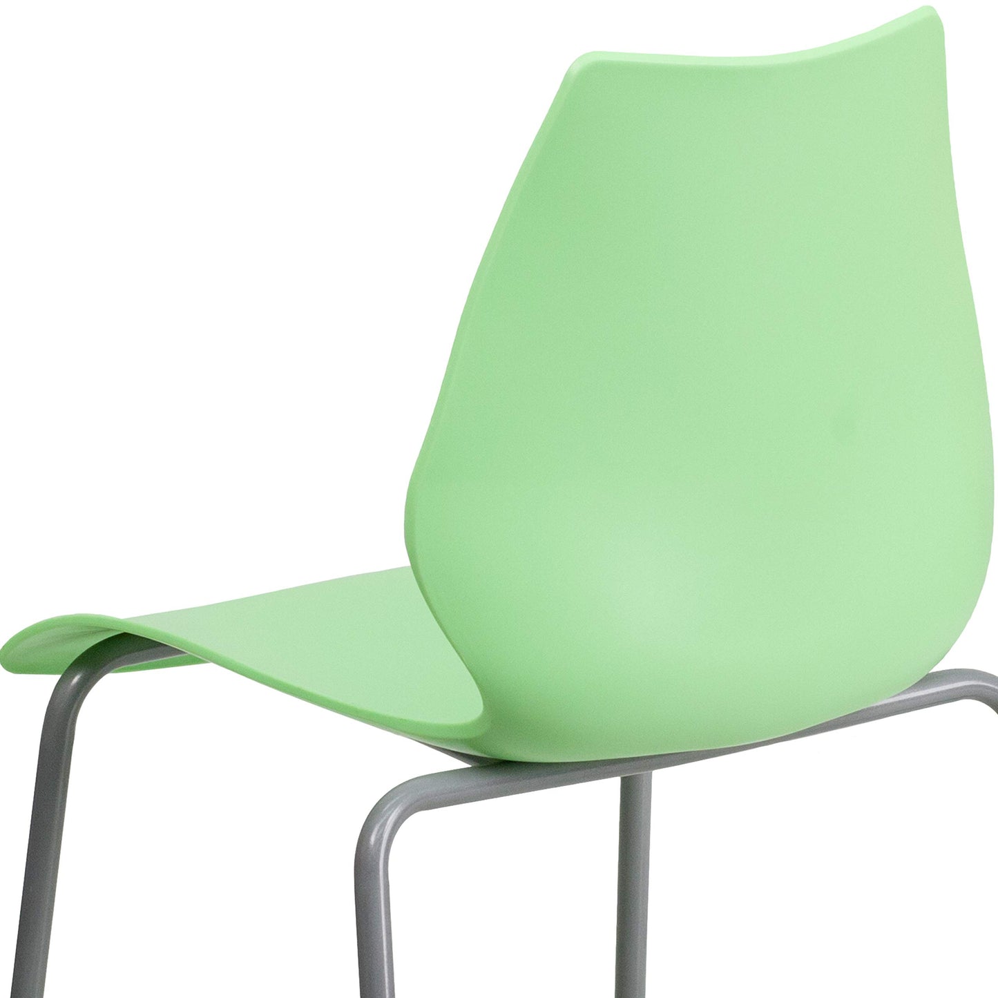 Flash Furniture 5 Pack HERCULES Series 770 lb. Capacity Green Stack Chair with Lumbar Support and Silver Frame