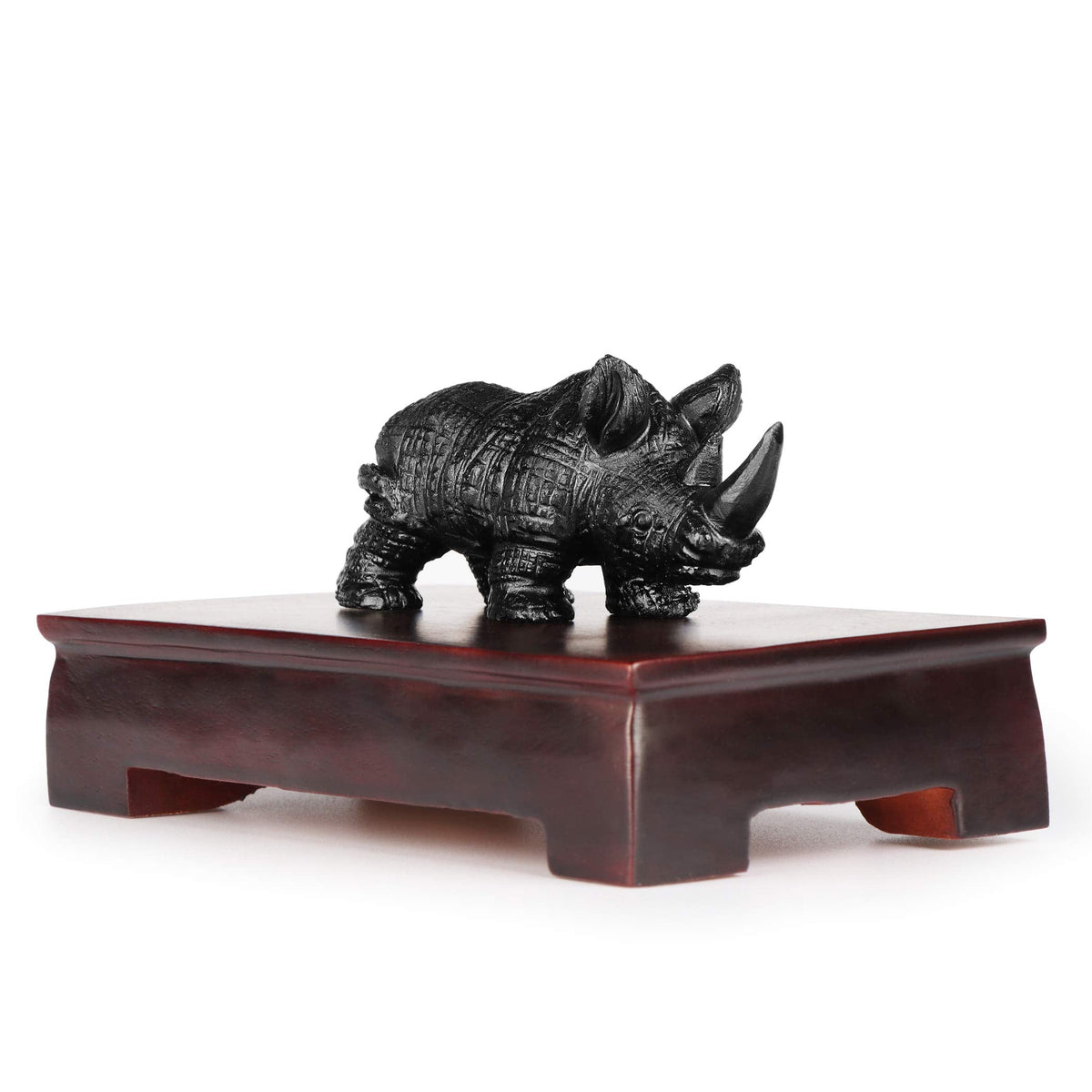 Artistone 3 inch Black Obsidian Rhino Statue, Hand Carved Gemstone Handicraft Healing Rhinoceros Animal Carving Figurine Sculpture Collectible Reiki Stones for Home,Bookshelf,Office Decoration