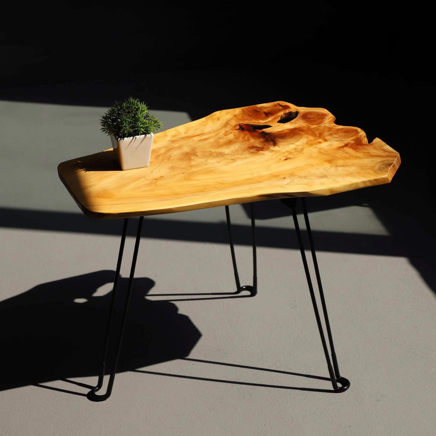 [PJ Collection] Live Edge Coffee Table, Small Coffee Table, Foldable Lightweight Side Table, Natural Wood Coffee Table, Live Edge Table, Handcrafted, No Assembly Needed