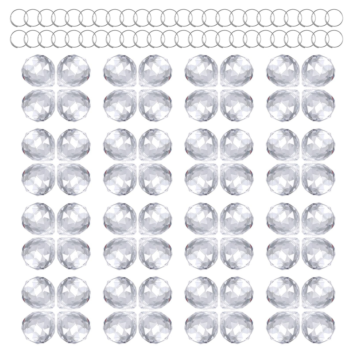 Afcabakila 48 Pcs Clear Crystal Ball Prism 20mm Chandeliers Prism Sun Shine Catcher Christmas Crystal Ornaments Rainbow Pendants Maker, Crystals Ball for Window Hanging, Garden Decor, and Gift Making