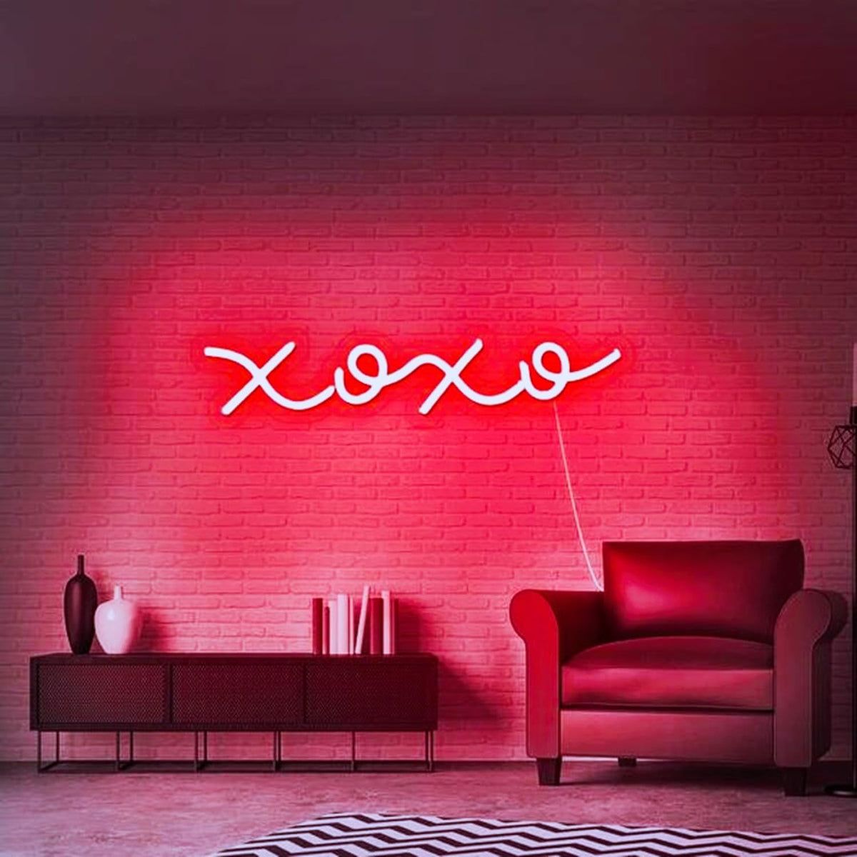 Neon Sign Lights XOXO, Modern Wedding Décor Signs,XOXO Neon Light with Dimmable Switch and Hanging Chain for Bedroom Dorm Hotel Pub Bar Wedding Party Decor,Valentine's Gifts for Her,11.4x4.3In