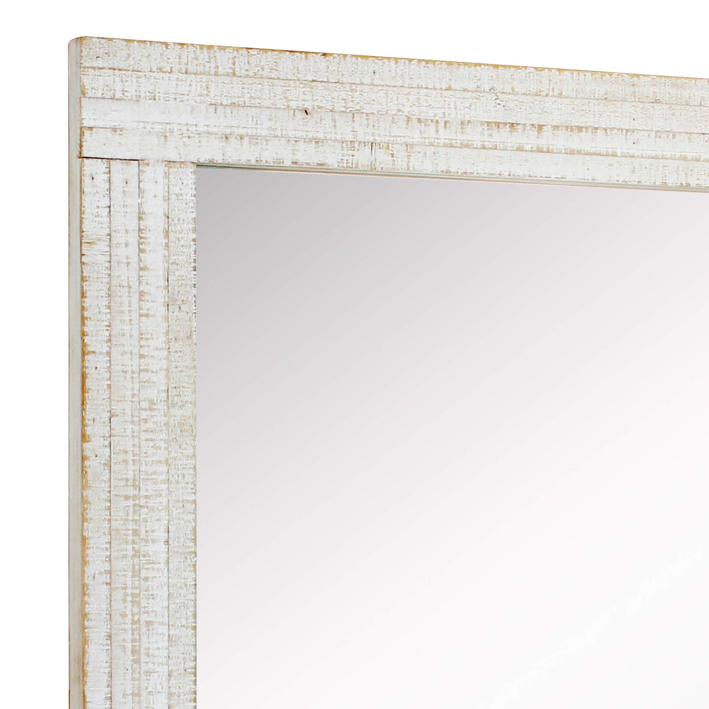 Stonebriar 24" x 18" Rectangle Worn White Wood Frame Wall Mirror with Attached Hanging Brackets, Decorative Country Rustic Decor for the Living Room, Bedroom, Bathroom, Hallway, and Entryway