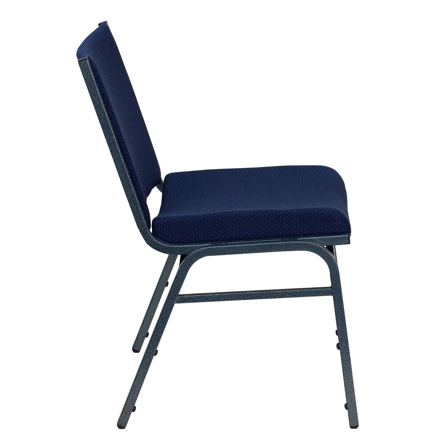 Flash Furniture HERCULES Series Heavy Duty Navy Blue Dot Fabric Stack Chair with Ganging Bracket