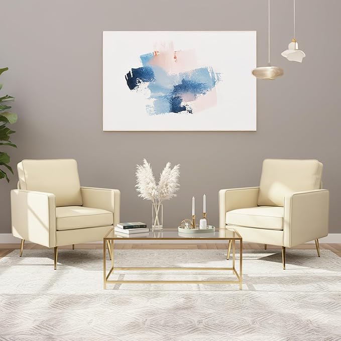 VINGLI Modern PU Leather Accent Chairs Set of 2, Single Sofa Chair