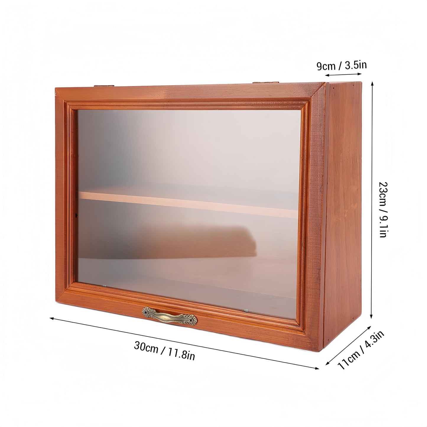 Wooden Display Cabinet with Glass Doors | Freestanding Curio Cabinet for Collectibles & Mini Figures | Desktop Organizer with Display Case for Cosmetics, Jewelry, Pastries & Po p Figures