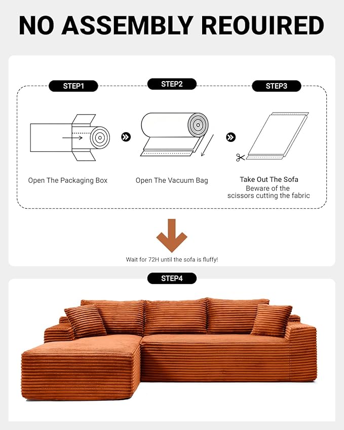 Cloud Sectional Couch, Corduroy Boneless Couches