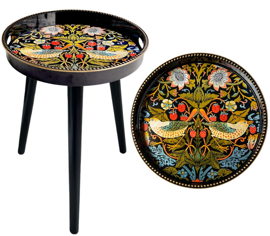 Zosenley Round Indoor Side Tables with Detachable Wooden 3 Legs, Versatile Tray Table, Perfect for Round Coffee Table Tea, and Relaxation Time 17.7 Inch (Strawberry)