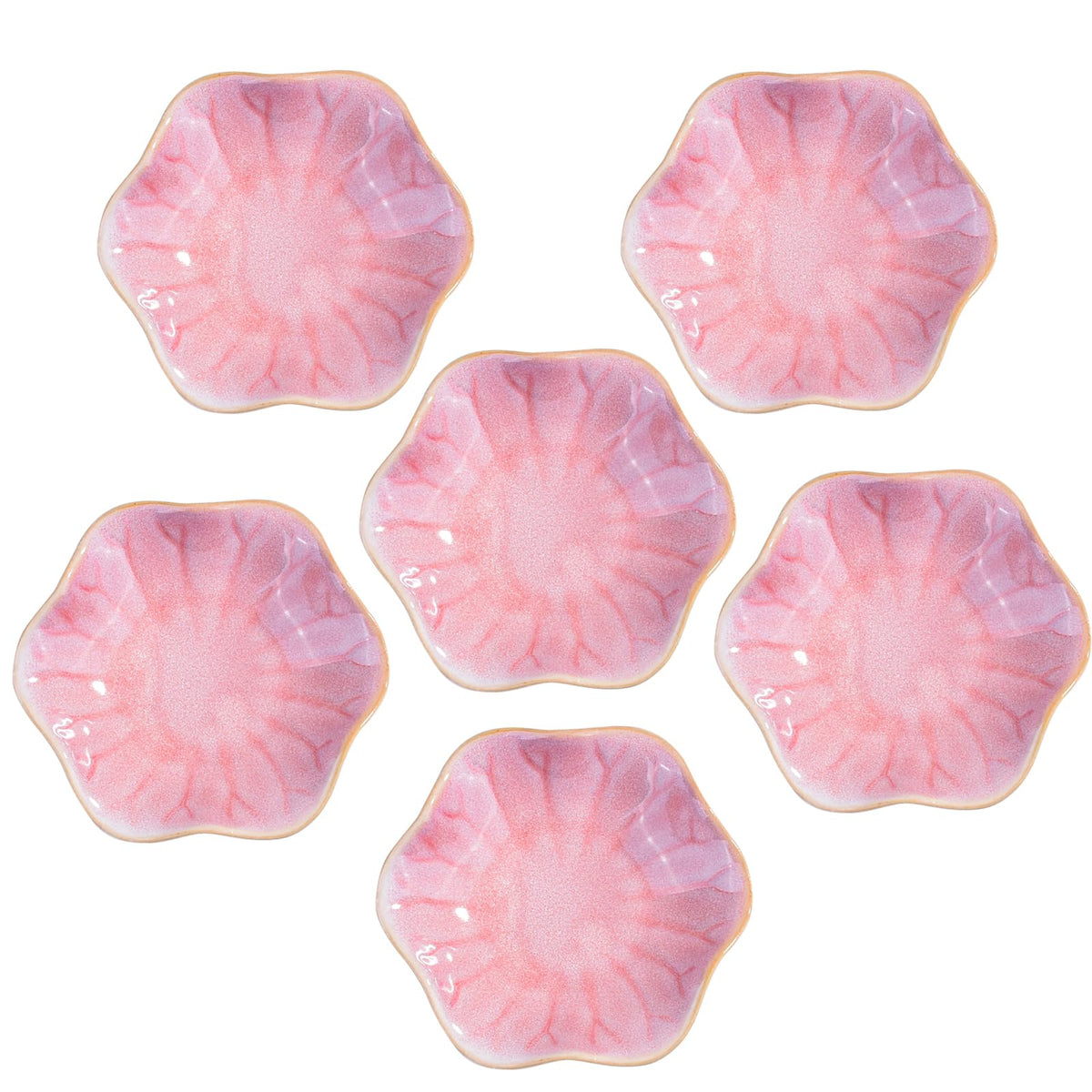 Whitenesser Pink Ceramic Dipping Bowls Set of 6, 4.25-Inch Small Sauce Dishes, Nordic Style Pastel Pink Prep Bowls for Condiments, Sushi, and Soy Sauce, Modern Decorative Mini Ramekins for Kitchen