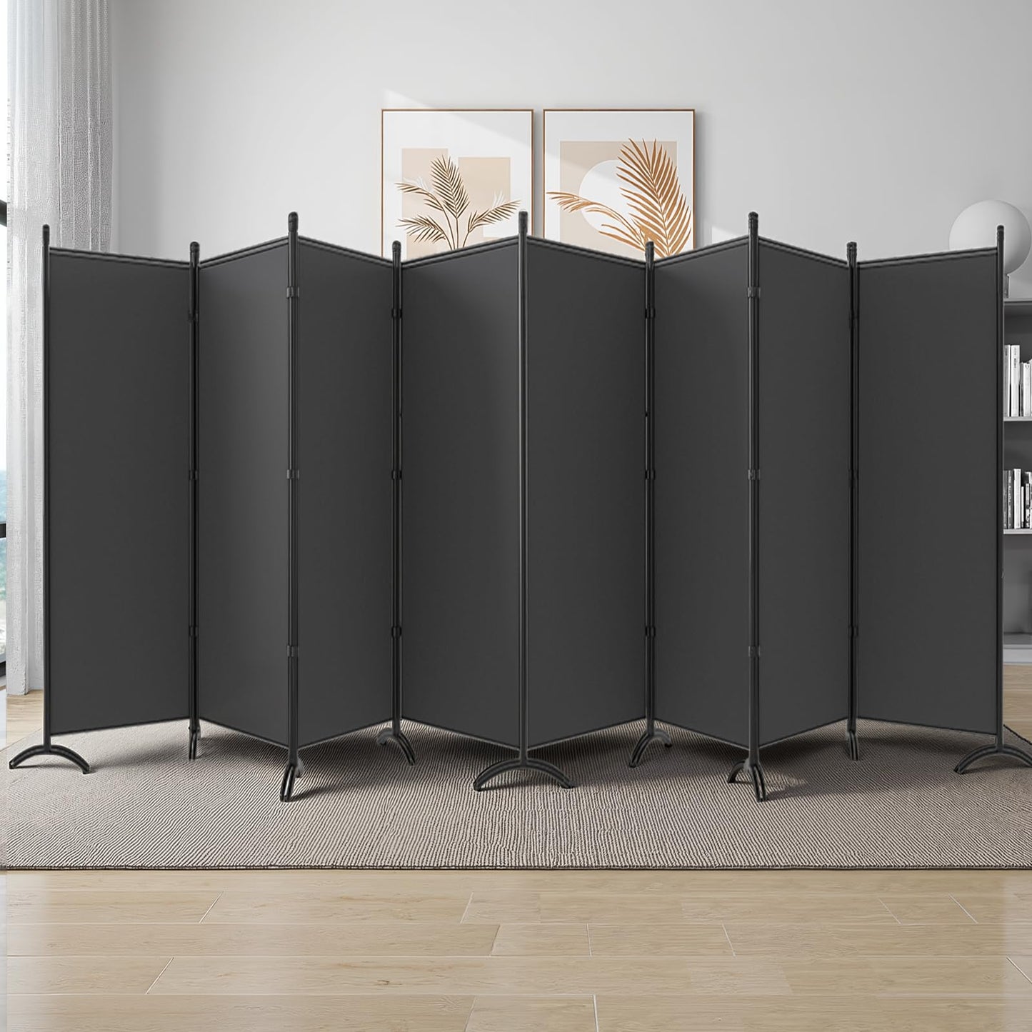 Room Divider-Folding Privacy Screens, 6 ft Partition Room Dividers Wall for Separation, Home, Office, Classroom, Studio (Grey, 8 Panel)