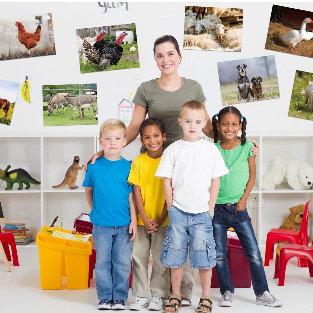 Motiskyy 12 Pcs Diversity Posters for Classroom Preschool Educational Learning Real Pictures for Daycare Home Multicultural Awareness(Farm Style)