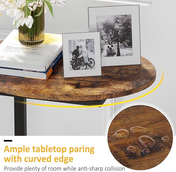 Hosfais Side Table Small End Table, C-Shaped Wood Sofa Table