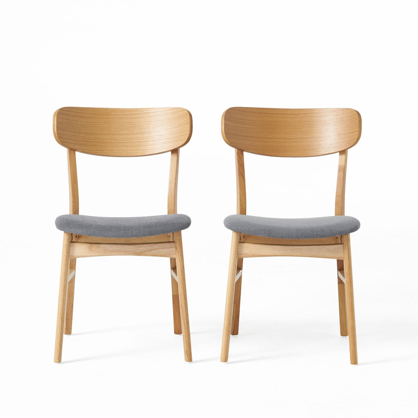 Christopher Knight Home Lucious Fabric / Oak Finish Dining Chairs, 2-Pcs Set, Dark Grey