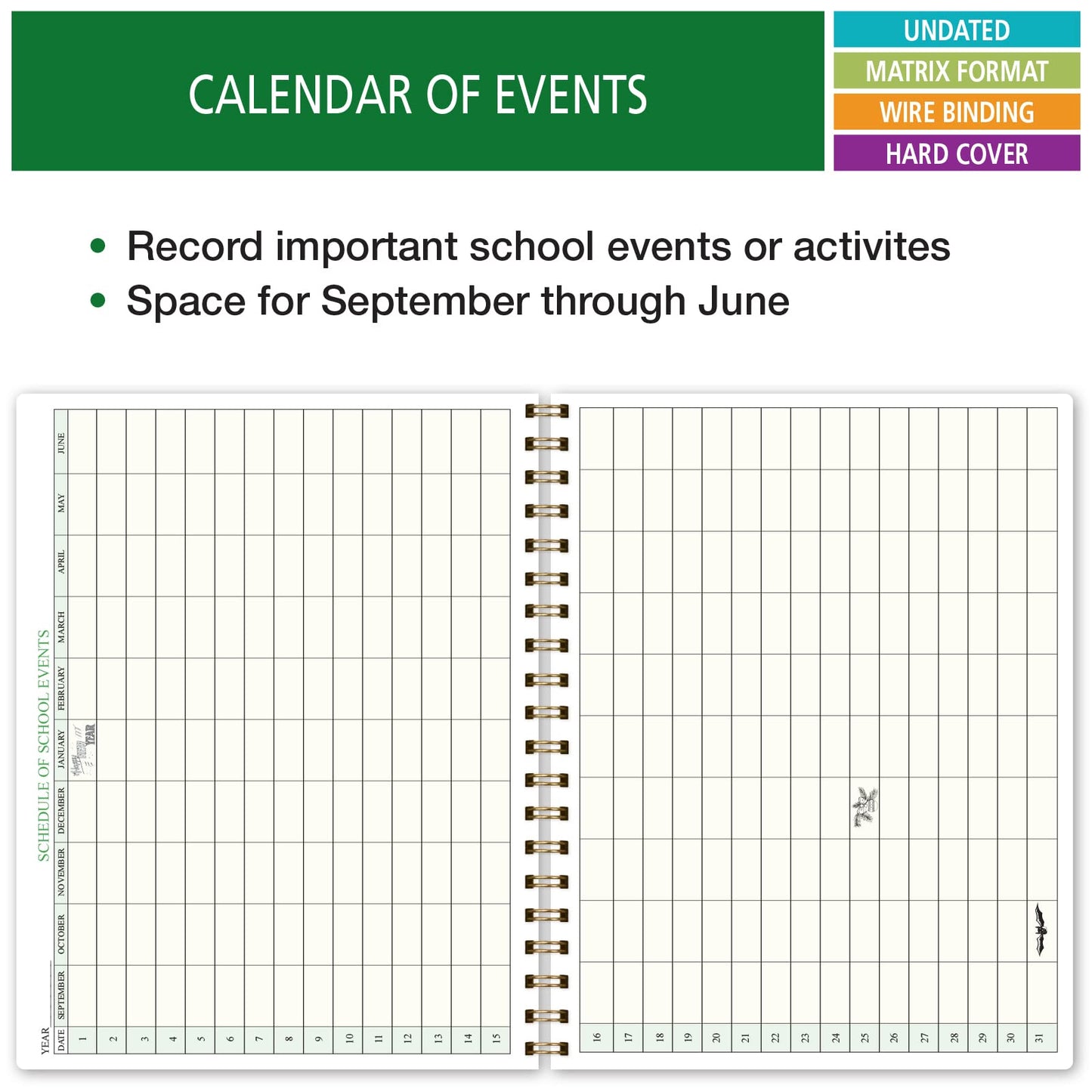 Elan Publishing Company HARDCOVER Combination Plan and Record Book: One efficient 8.5" x 11" Book for Lesson Plans and Grades Combines W101 and R1010 with Bonus Clip-in Bookmark (Rainbow Gold Marble)