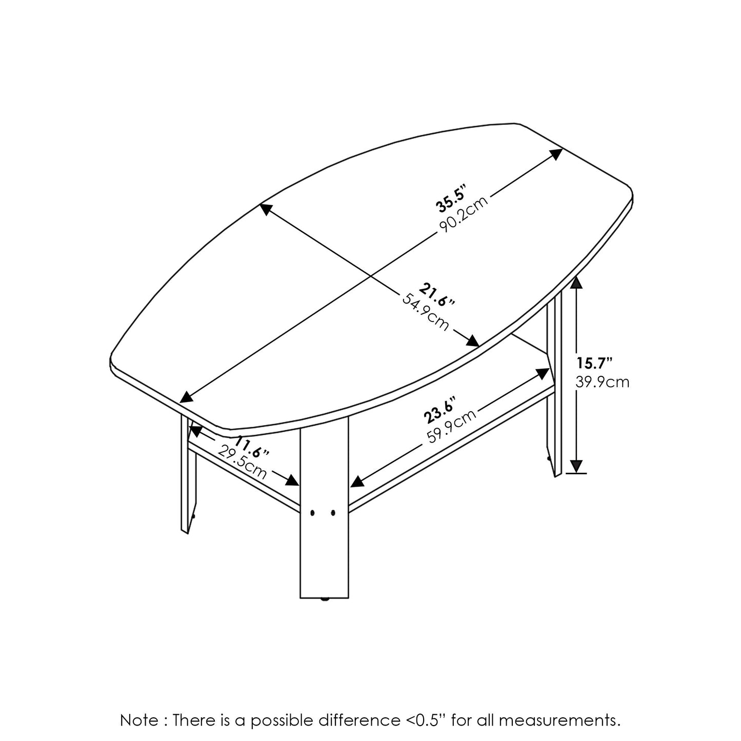 Furinno Simple Design Coffee Table, French Oak Grey/Black