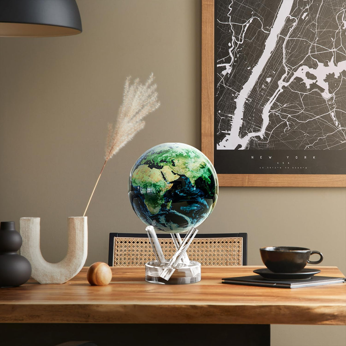 MOVA Globe - Earth with Clouds Prestige (8.5") | Self-Rotating Globe Powered by Light | Silent Motion, No Batteries or Wires | Unique Desk Decor or Gift for Space Lovers