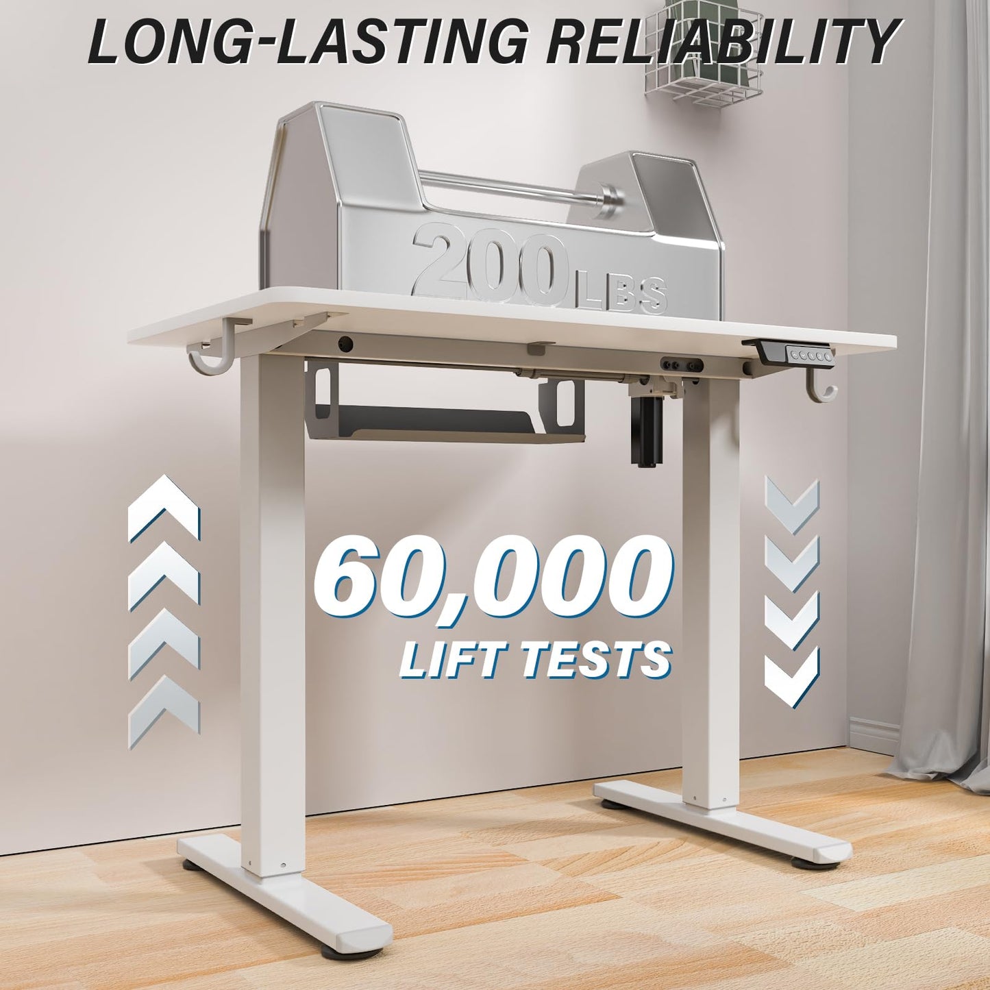 Kingant Standing Desk Height Adjustable Small Electric Stand Up Desks [35 x 20 Inch] - Ergonomic Sit Stand Desk Rising Desks for Home Office Computer Desk Stand Desk Workstation with Cable Management