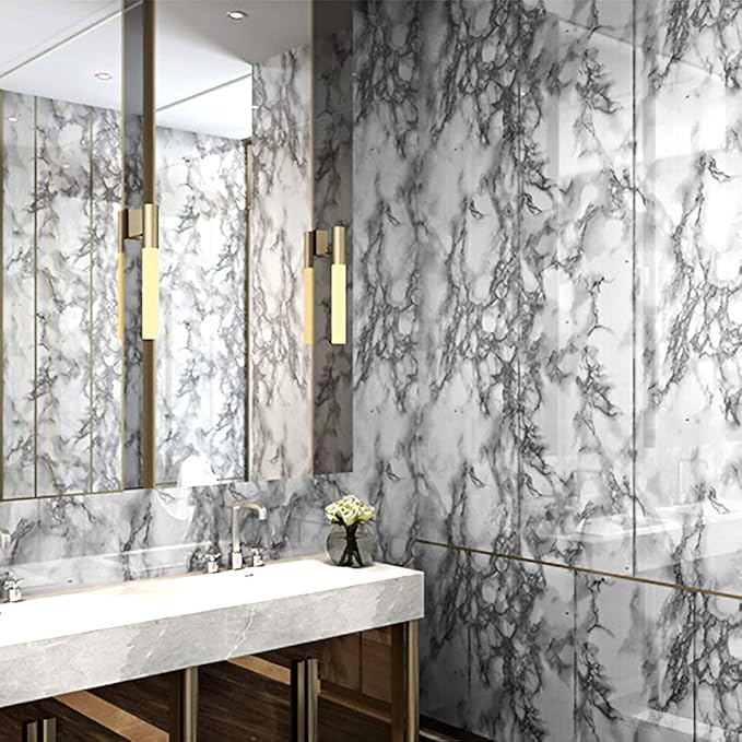Livelynine 24 X394 Wide Marble Peel and Stick Wallpaper Kitchen Vinyl Wrap
