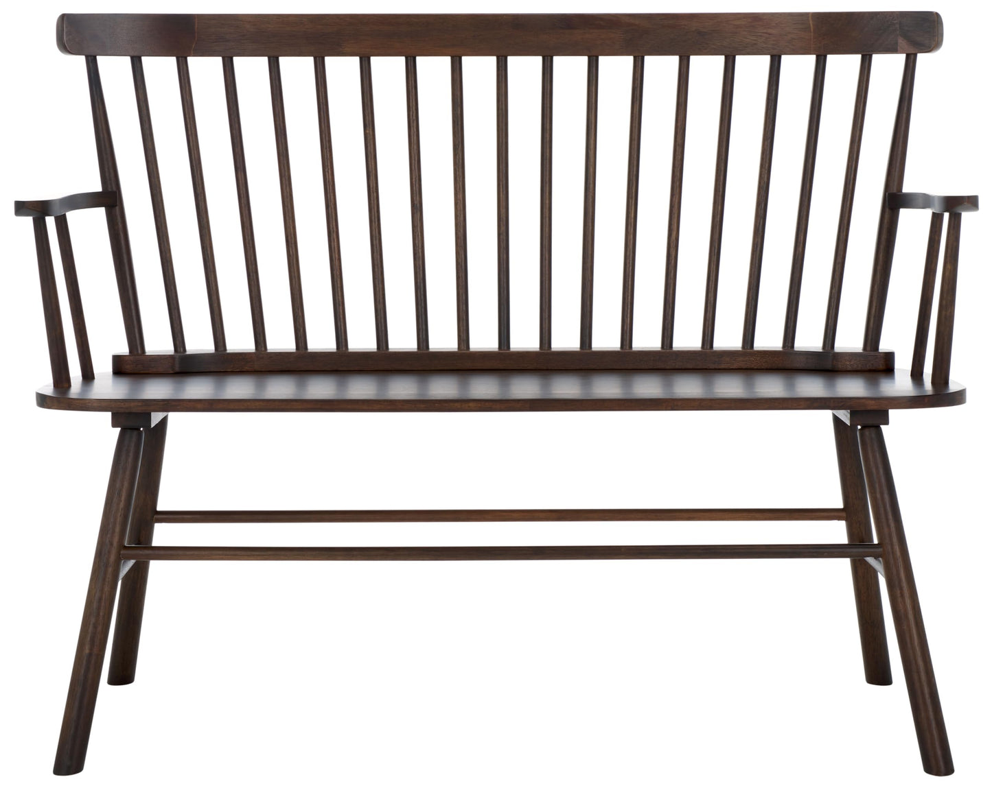 SAFAVIEH Furniture - Addison Loveseat - Dark Walnut - Solid Wood - Coastal Slatted Design - Ideal for Living Room, Sunroom, Bedroom, 18" Seat Height (AMH8513E)