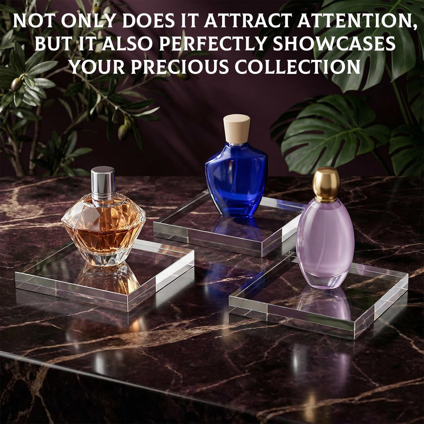 FUPMILPHRANX 4 PCS Acrylic Display Blocks 6 x 6 x 1 Inches Clear Polished Acrylic Cube Riser Square Base Stand Solid Pedestal Stand for Jewelry, Rings, Trophies, Food and Collectibles Display