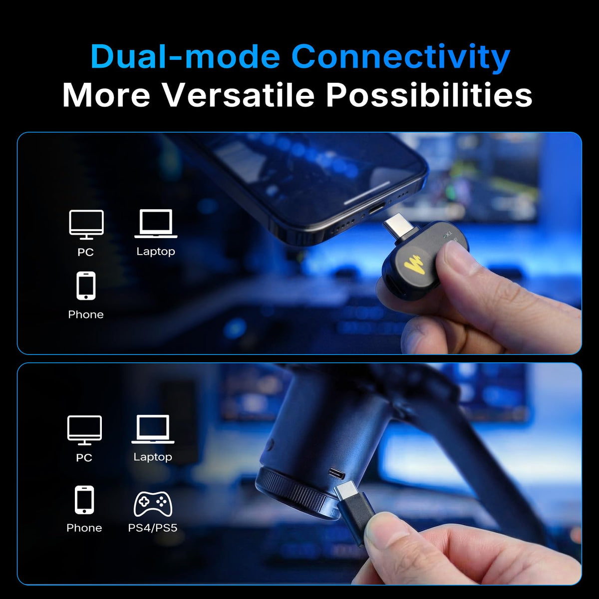 MAONO DGM20W Wireless Microphone for PC, Condenser USB Mic for Gaming Streaming with Noise Cancellation & Quick Mute,Gain Control,RGB,Software, Computer Desktop Mic for PS5 Twitch Discord