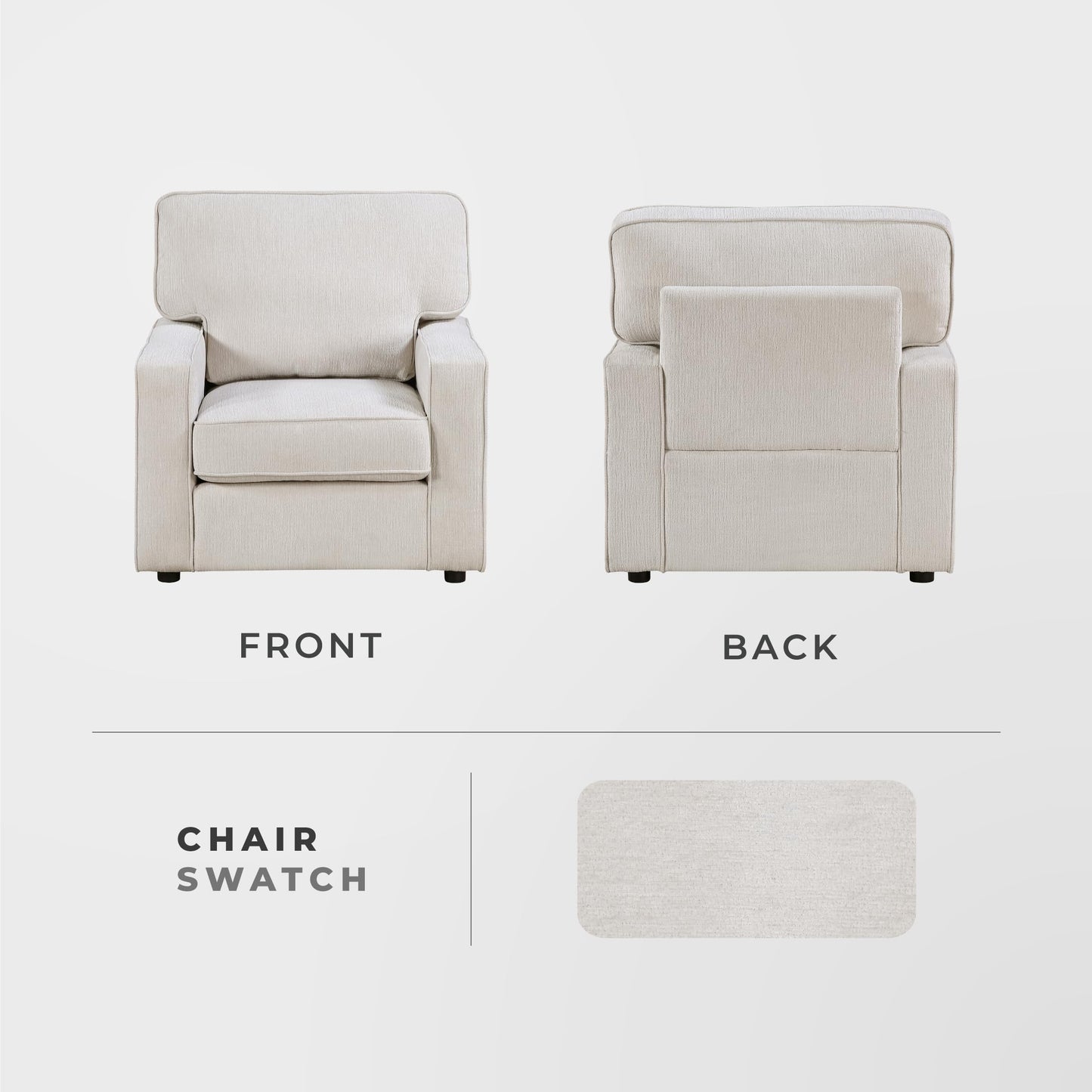 Lexicon Modern Accent Chair, Chenille Upholstered Single Sofa Chair, Track Arm, Reversible Cushions, Removable Cushion Cover, Easy Assembly for Living Room/Office/Reading Spaces, Beige