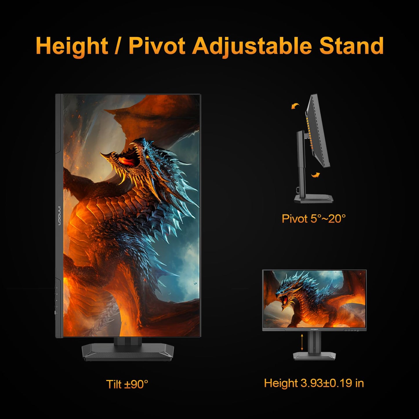 INNOCN 24.5" 2K QHD 2560 x 1440P 240Hz Monitor, Gaming Console Ready, Mini-LED Precisely Local Dimming, Monitor for Mac, HDMI 2.1, DP 1.4, Height Pivot Adjustable Stand, Black - 25M2S