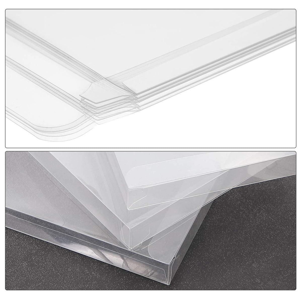 Blulu 100 Packs Clear Plastic Crystal Boxes Transparent Greeting Card Photo Storage Cases Soft Fold Design Protects Letters Photos