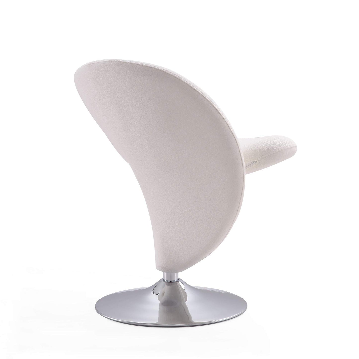 Manhattan Comfort Curl Swivel Accent Chair Set of 2 with 360° Turn, Fully Assembled, Upholstered in Wool Blend, Modern Ergonomic Design with Polished Chrome Base, Living Room & Office, Set of 2, Cream