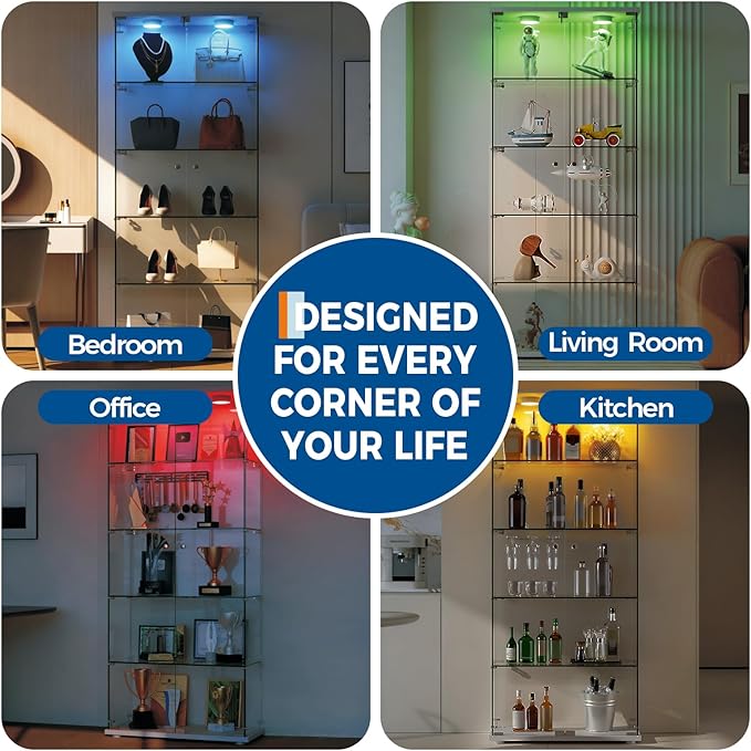 IDEALHOUSE Tempered Glass Display Cabinet