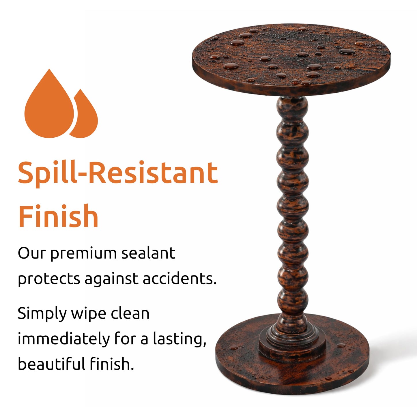 LIVINGNISH Solid Wood Round Side Table for Living Room, Bedroom and Office — Handcrafted 22-Inch End Table, Bedside Nightstand, Accent Table for Small Spaces with Tool-Free Assembly- Rustic Brown