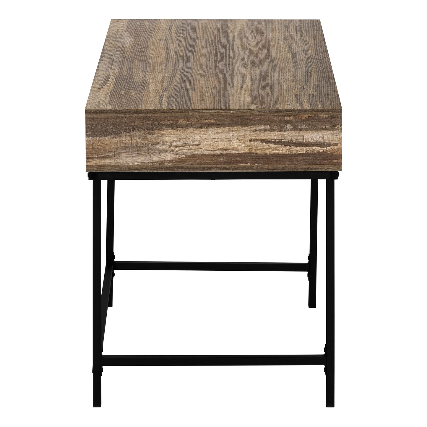 Monarch Specialties I 7557 Computer Desk, Home Office, Laptop, Storage Drawers, 48" L, Work, Metal, Laminate, Brown, Black, Contemporary, Modern