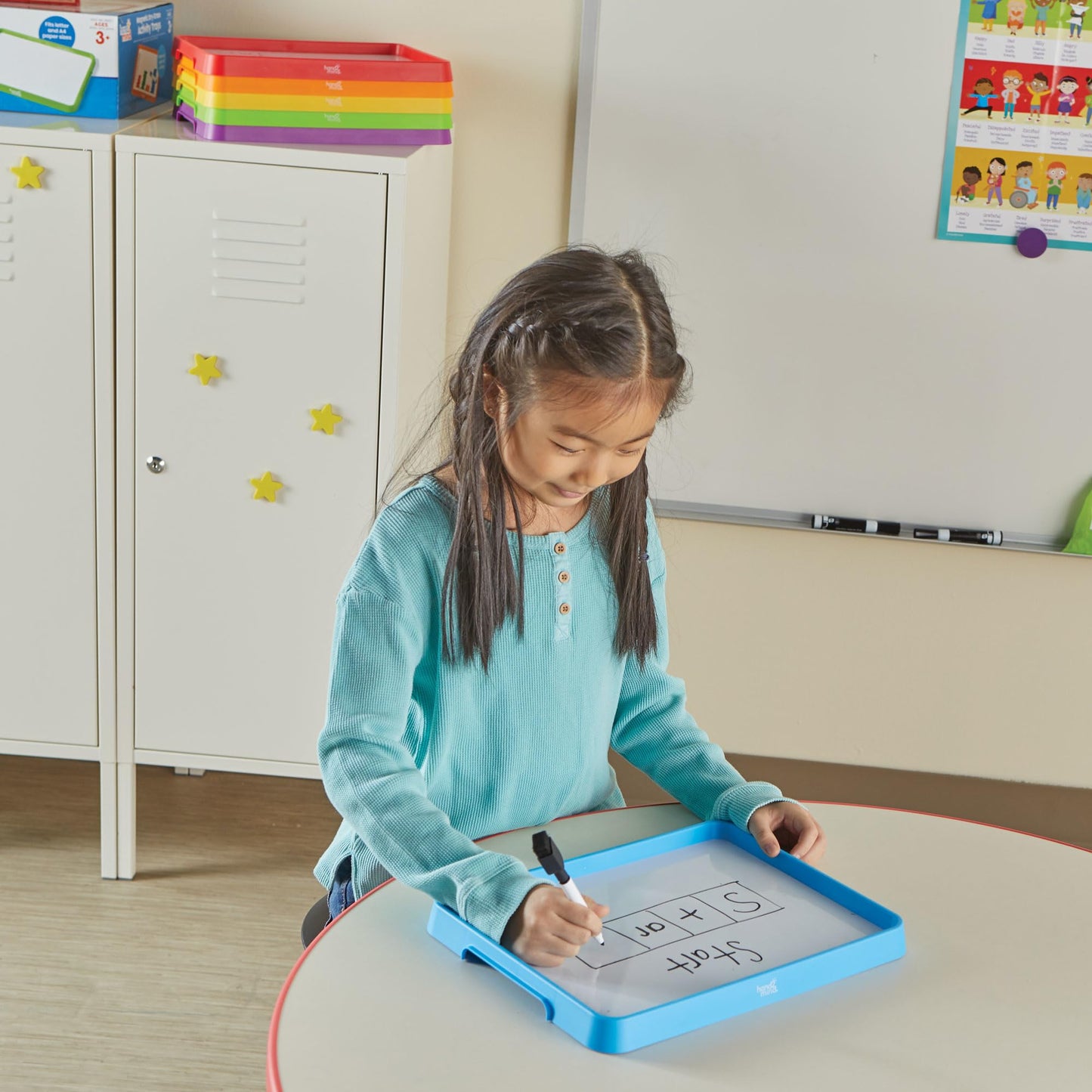 hand2mind Magnetic Dry Erase Activity Trays, Stackable for Classroom, White Boards for Kids, Science of Reading Materials, Multicolor, 1 Count