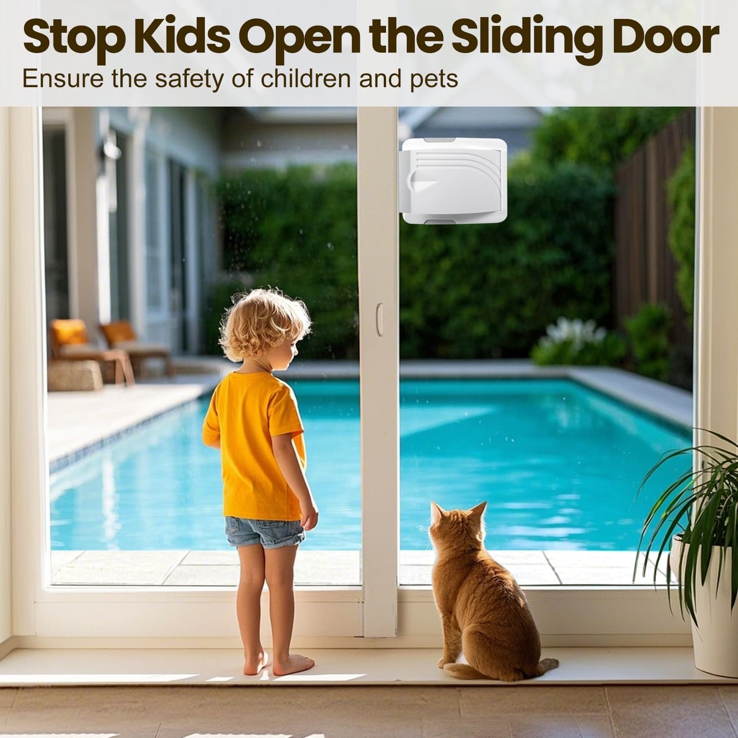 STERGDE Sliding Door Lock 2 Pack, Prevent children from opening sliding doors, sliding door baby proof, Easy To Install, For Sliding Glass Doors, Sliding Windows, Sliding Closets, Etc（Grey）
