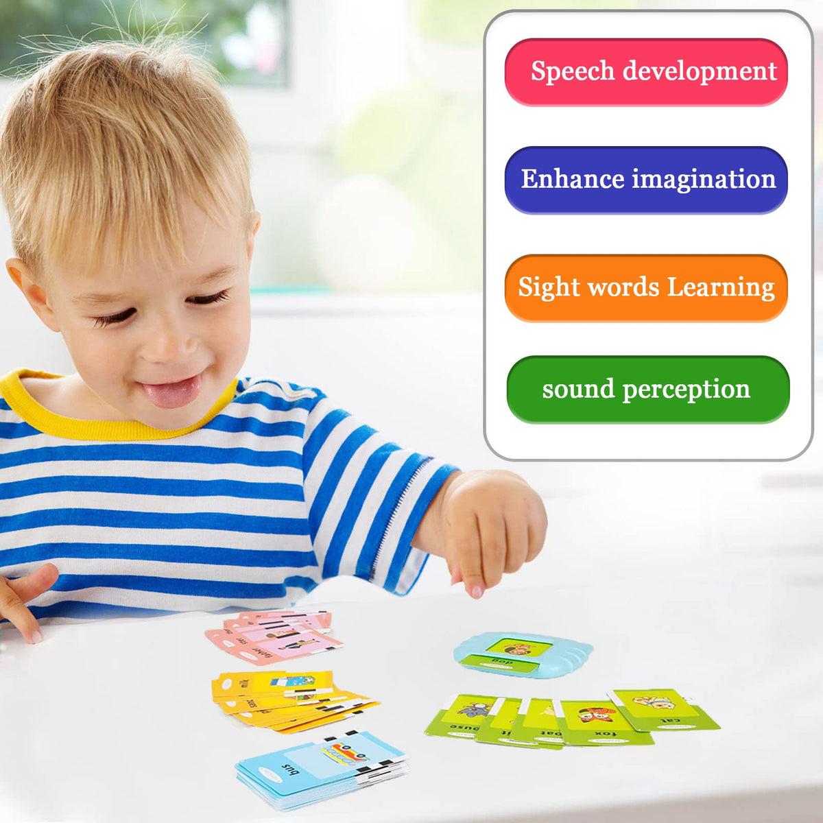 Startcan Toddler Learning Toys for 2 3 4 5 Year Old Boys and Girls, Autism Sensory Toys for Autistic Children, Speech Therapy Toys, 112 Cards - 224 Sight Words Talking Flash Cards