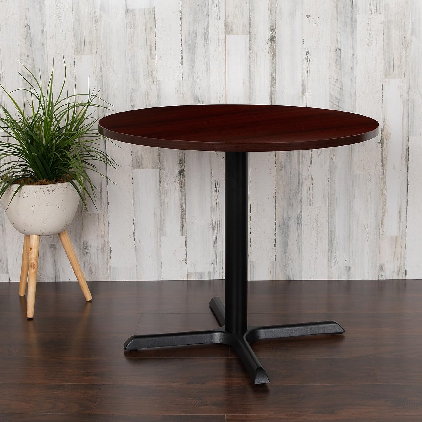 Flash Furniture Chapman 36" Round Multi-Purpose Conference Table with Cross Base in Mahogany