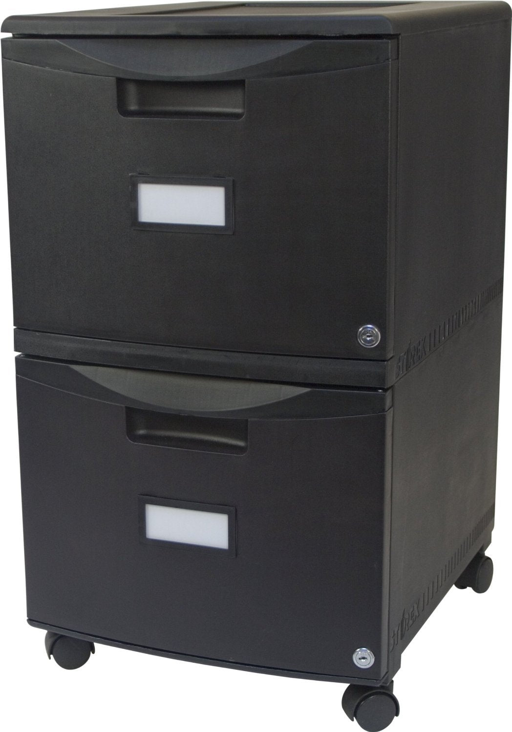 Storex 61312B01C Two-Drawer Mobile Filing Cabinet, 14-3/4w x 18-1/4d x 26h, Black