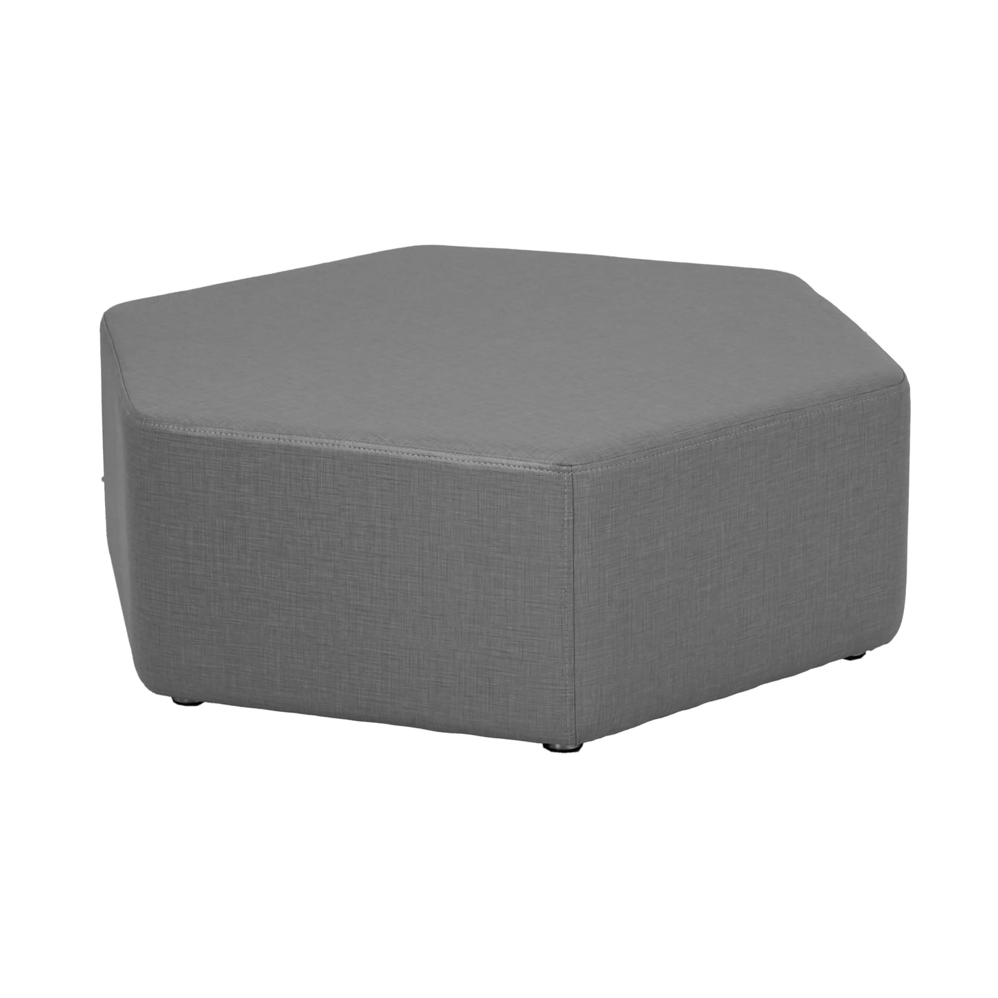 FDP Pro Series Hexagon Accent Ottoman (12" Height) Hand Upholstered Commercial Furniture for Hotel Lobby, Office, Restaurant, Home Collaborative and Configurable Seating - Slate Gray Crosshatch