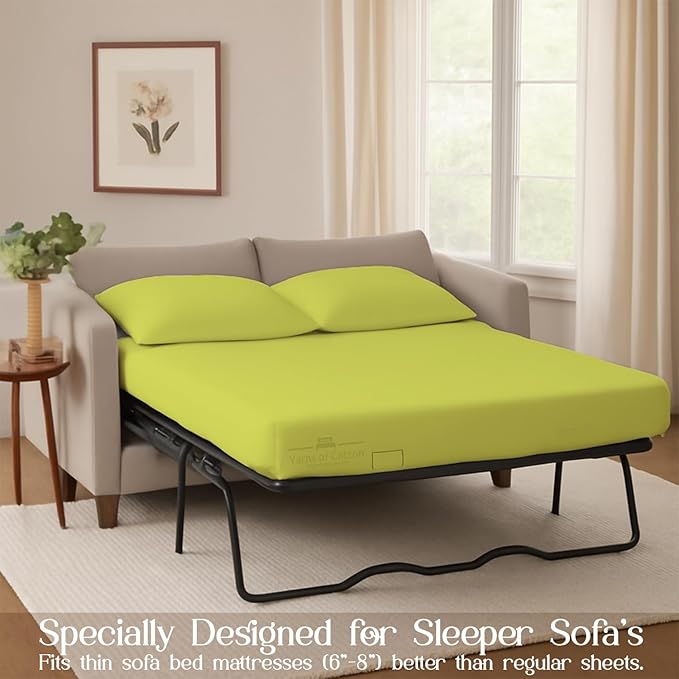 Sleeper Sofa Bed Sheet, 100% Cotton 400 Thread Count, 4 Piece Set, Deep Pocket