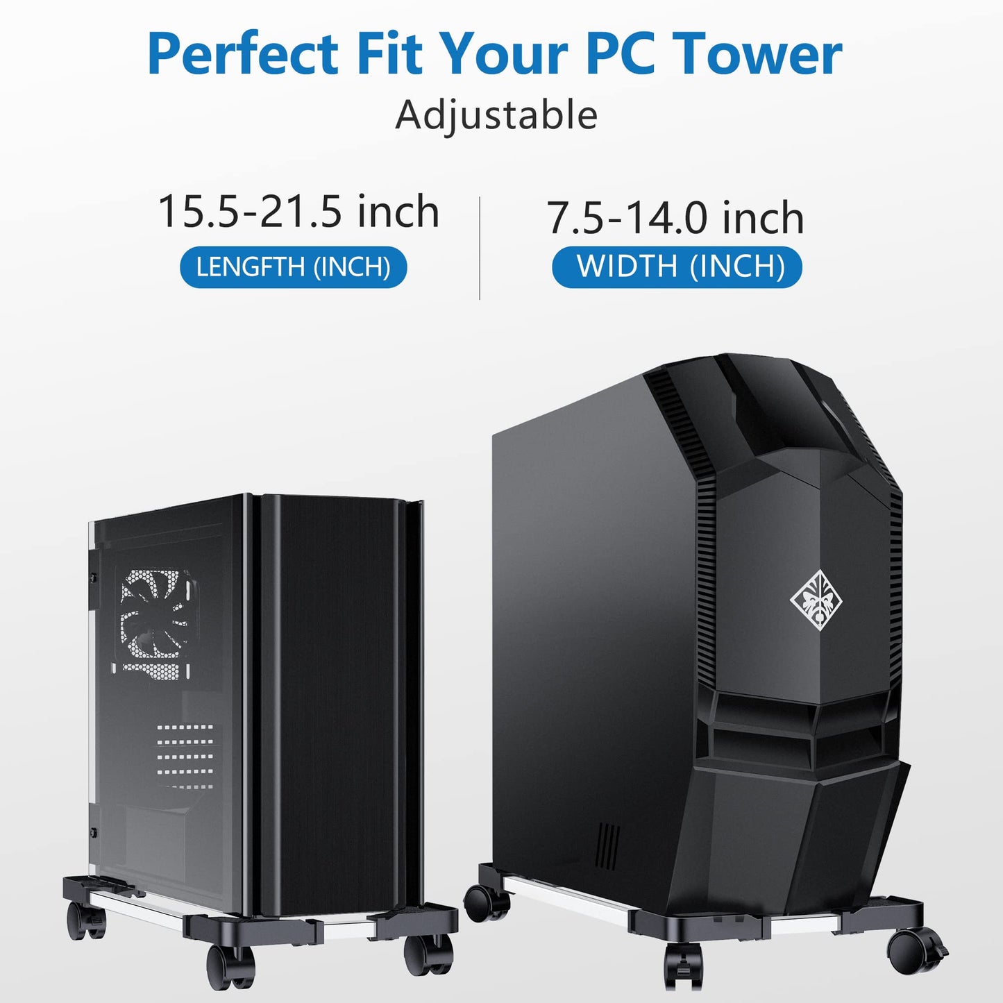 LABOBOLE Computer Tower Stand - Adjustable PC Stand for Most Desktop Towers - Elevate and Organize Your Desktop - Mobile CPU PC Holder Cart Riser Printer