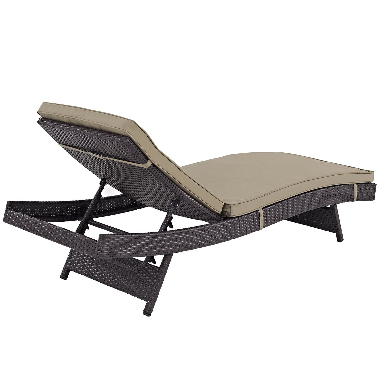 Modway Convene Wicker Rattan Outdoor Patio Chaise Lounge Chair in Espresso Mocha