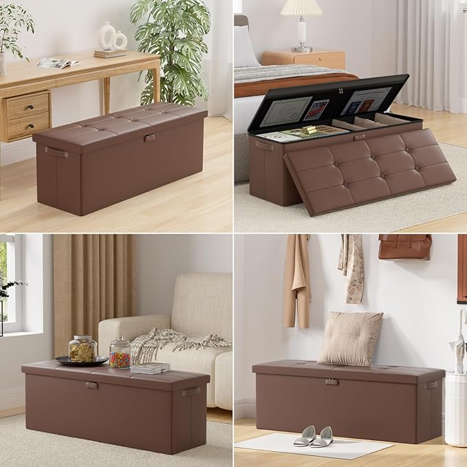 DocSafe Storage Ottoman Bench, Fireproof＆Waterproof Folding Bench