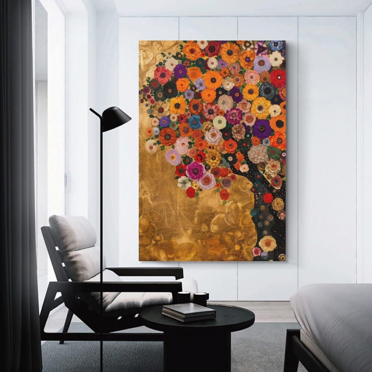 Gustav Klimt Tree of Life Flowers Canvas Printing Wall Art Prints Wall Decor Posters Floral Abstract Golden Bohemian Scandinavian Home Living Room Bedroom Office Gallery Gift 12x18inch(30x45cm)