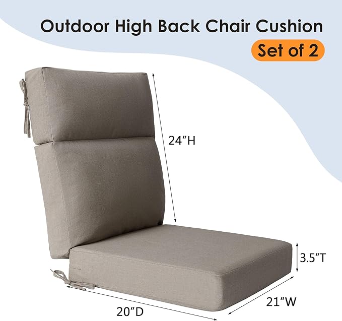 Unimatta Sunbrella Outdoor High Back Chair Cushion Seat Pads, 44 x 21 Inch