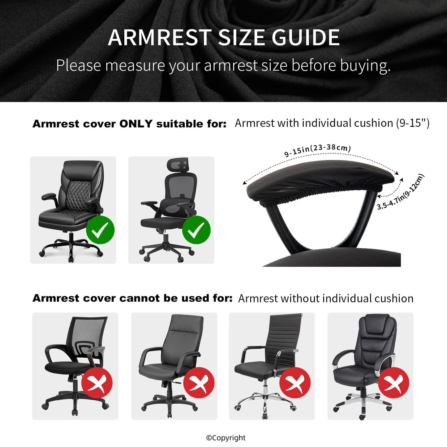 Stretch Computer Office Chair Cover with Armrest Covers Durable Zipper Universal Washable Removable Spandex Rotating Boss Chair Slipcovers Anti-dust Soft Desk Chair Seat Protector, White