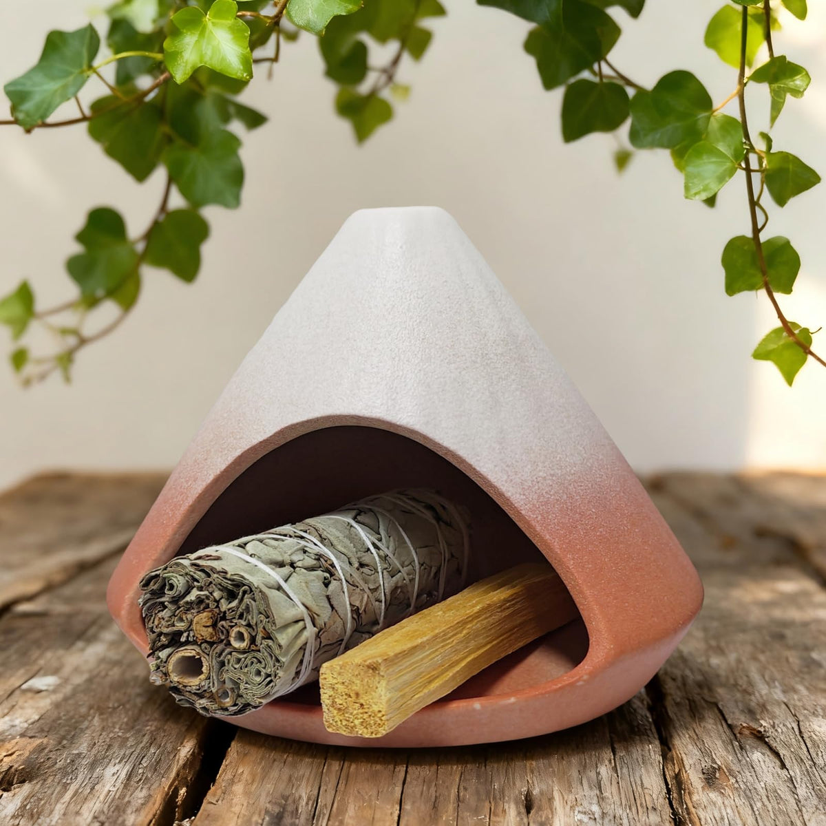 Palo Santo Holder Burner, Modern Incense Burner for Sage, Palo Santo Sticks and Cones Burning, Meditation and Energy Cleansing Aromatic Home Decor,Meditation Gifts（Matte Pink）