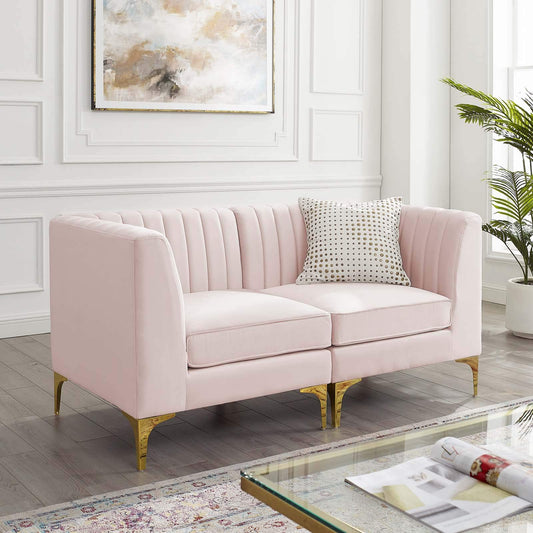 Modway EEI-4346-PNK Triumph Channel Tufted Performance Velvet Loveseat, Pink