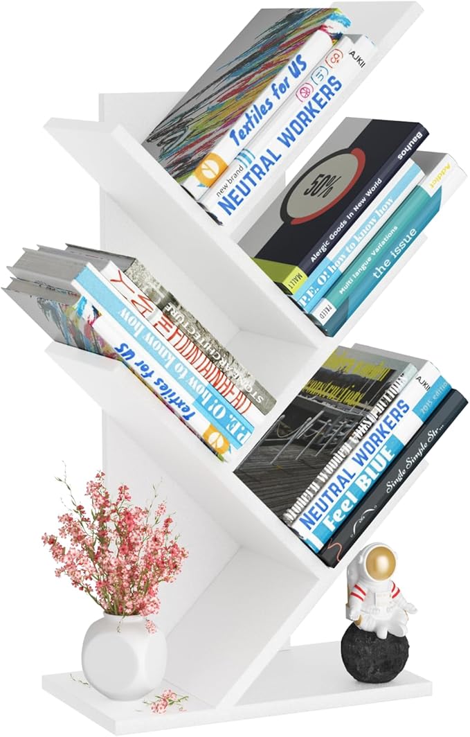 SHEEPAM 5 Tier Tree Book Shelf, Small Desktop Bookshelf