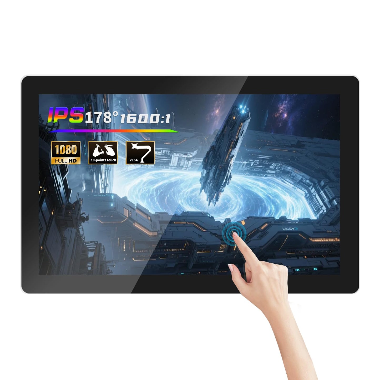 Tokigns 21.5 Inch Capacitive Multi-Touch Screen Industrial Monitor, 16:9 FHD Display 1920 x 1080P, Built-in Speakers, USB, VGA& HD Ports, Digital Signage Displays and Player for Advertising
