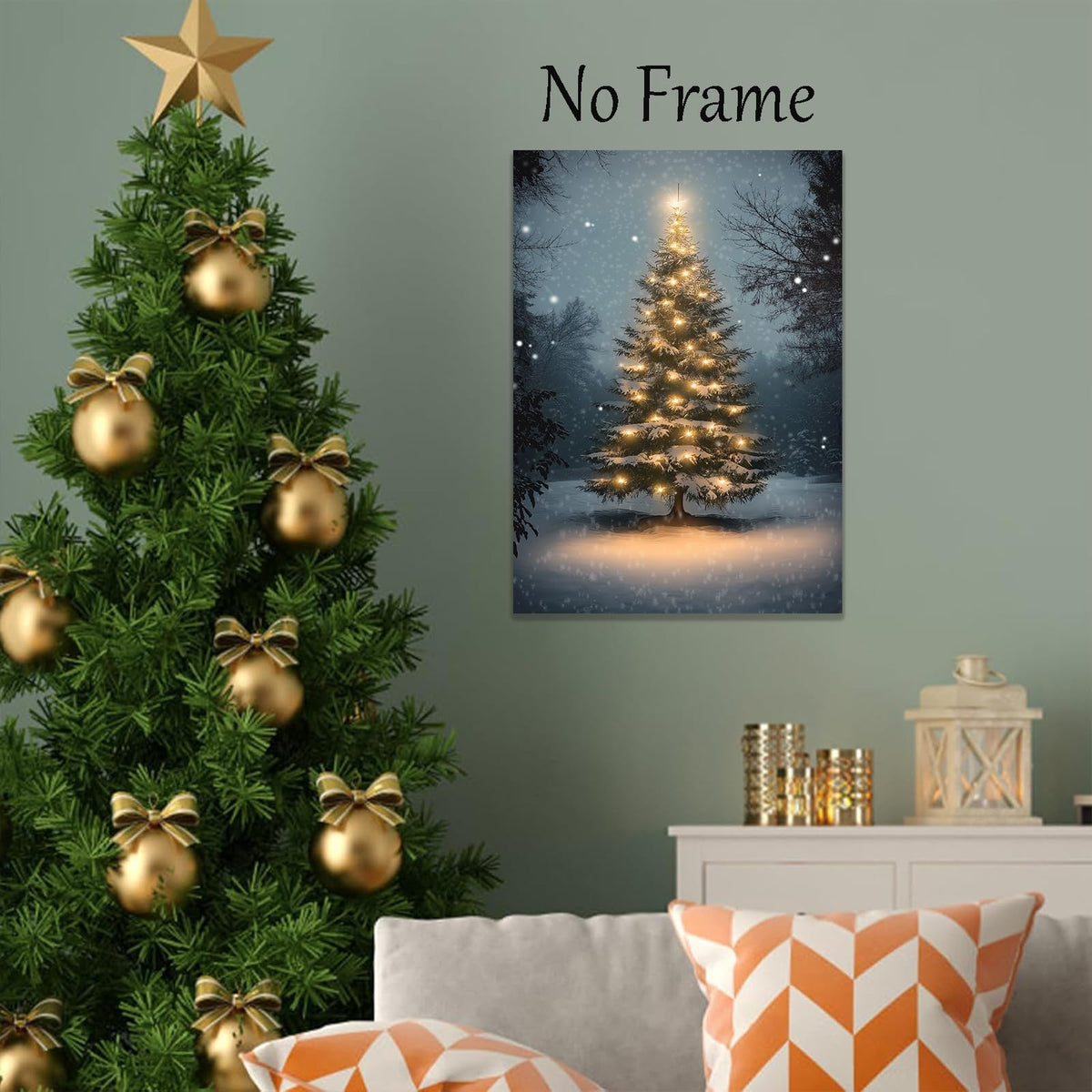 Lauximart Winter Pine Forest Christmas Wall Art Rustic Landscape North Prints Vintage Christmas Wall Art Snowy Landscape Art Scene Winter Aesthetic Poster Rustic Tree Print 16x24inch No Frame